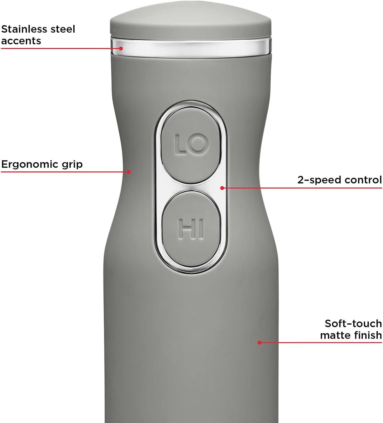 image:imageChefman Immersion Stick Hand Blender with Stainless Steel Blades Powerful Electric Ice Crushing 2Speed Control Handheld Food Mixer Purees Smoothies Shakes Sauces amp Soups TurquoiseGrey