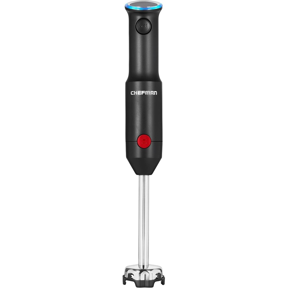 image:imageChefman Cordless Portable Immersion Blender with OneTouch Speed Control Quick Mix for Shakes Smoothies Soups Dips Sauces Black Stainless Steel Blades BPAFree Dishwasher Safe