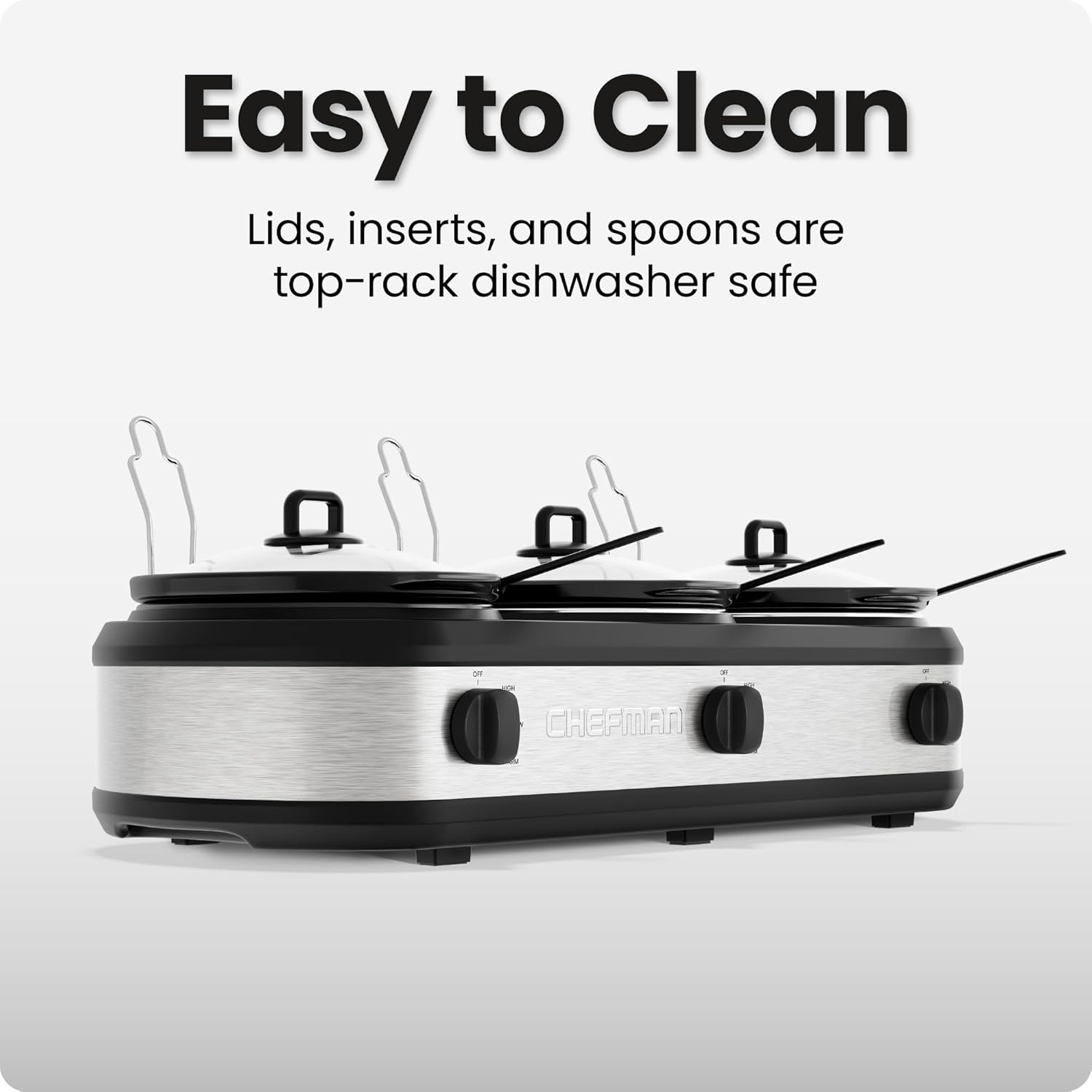 image:imageChefman Slow Cooker 7 Quart Large Family Size Slow Cooker with Low High amp Warm Settings Removable Ceramic Crock Tempered Glass Lid DishwasherSafe for Easy Cleanup Stainless Steel75 Quarts