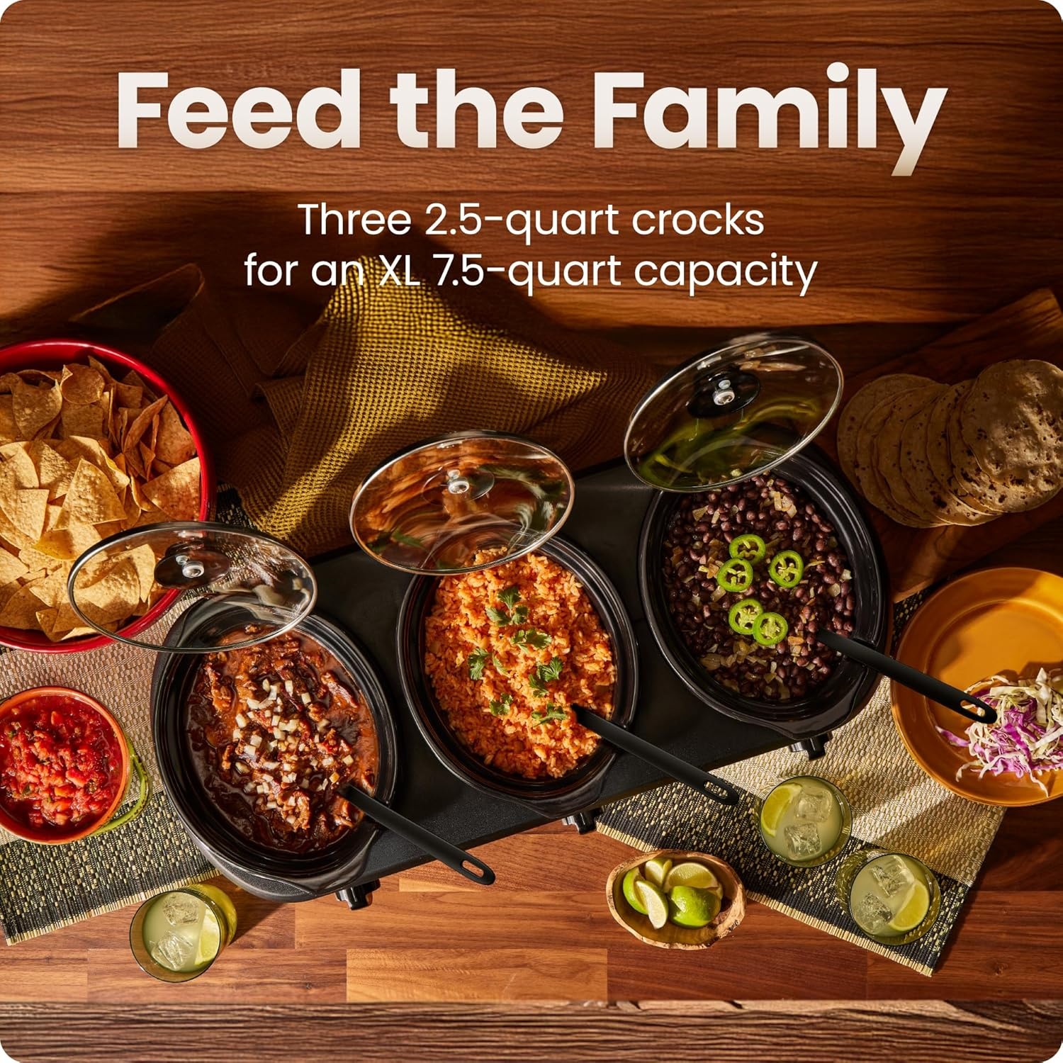image:imageChefman Slow Cooker 7 Quart Large Family Size Slow Cooker with Low High amp Warm Settings Removable Ceramic Crock Tempered Glass Lid DishwasherSafe for Easy Cleanup Stainless Steel75 Quarts