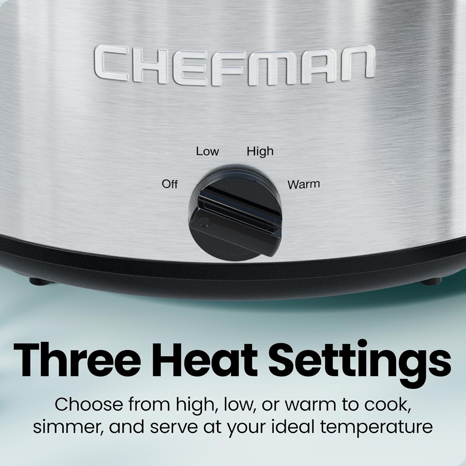 image:imageChefman Slow Cooker 7 Quart Large Family Size Slow Cooker with Low High amp Warm Settings Removable Ceramic Crock Tempered Glass Lid DishwasherSafe for Easy Cleanup Stainless Steel7 Quarts