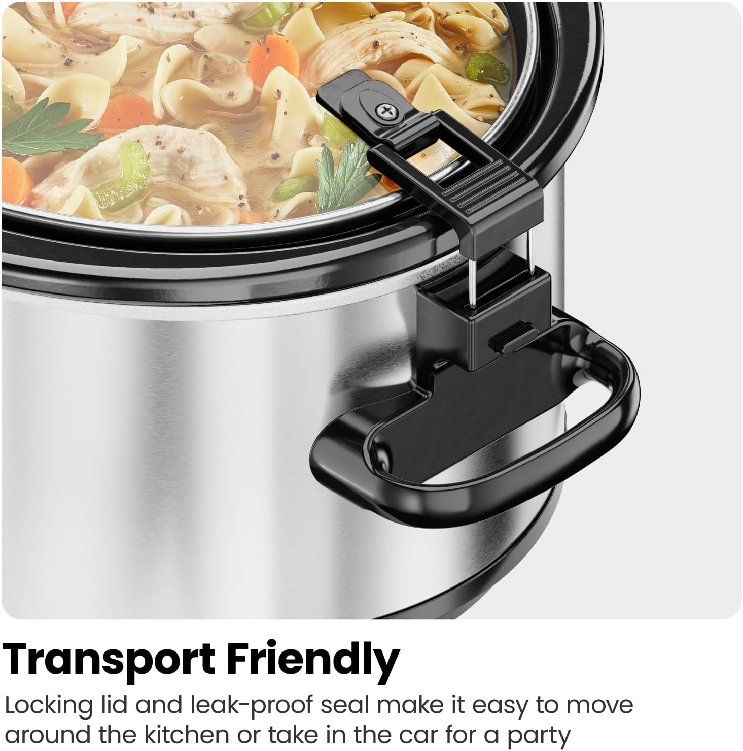 image:imageChefman Slow Cooker 7 Quart Large Family Size Slow Cooker with Low High amp Warm Settings Removable Ceramic Crock Tempered Glass Lid DishwasherSafe for Easy Cleanup Stainless Steel6 Quarts