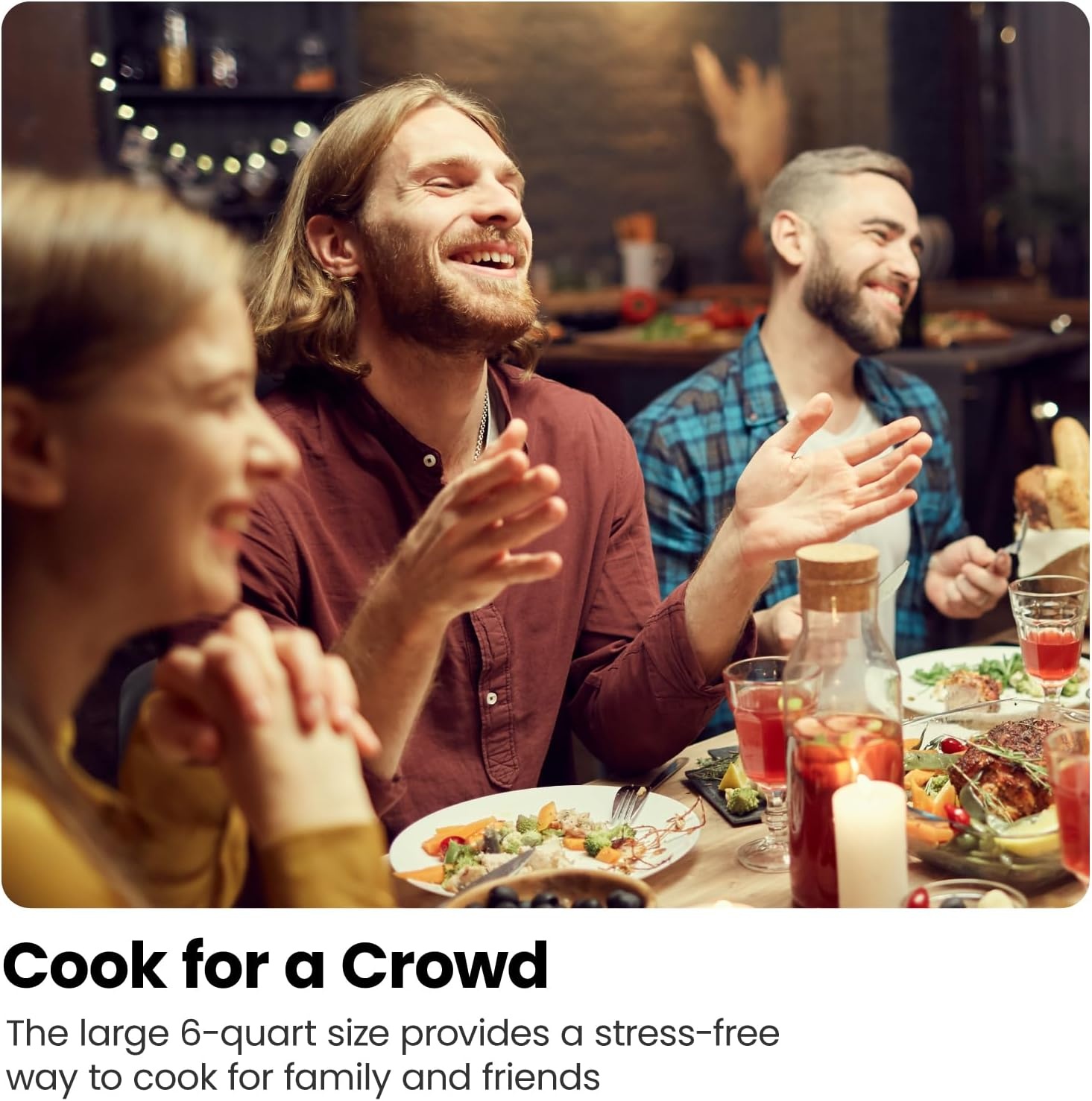 image:imageChefman Slow Cooker 7 Quart Large Family Size Slow Cooker with Low High amp Warm Settings Removable Ceramic Crock Tempered Glass Lid DishwasherSafe for Easy Cleanup Stainless Steel6 Quarts