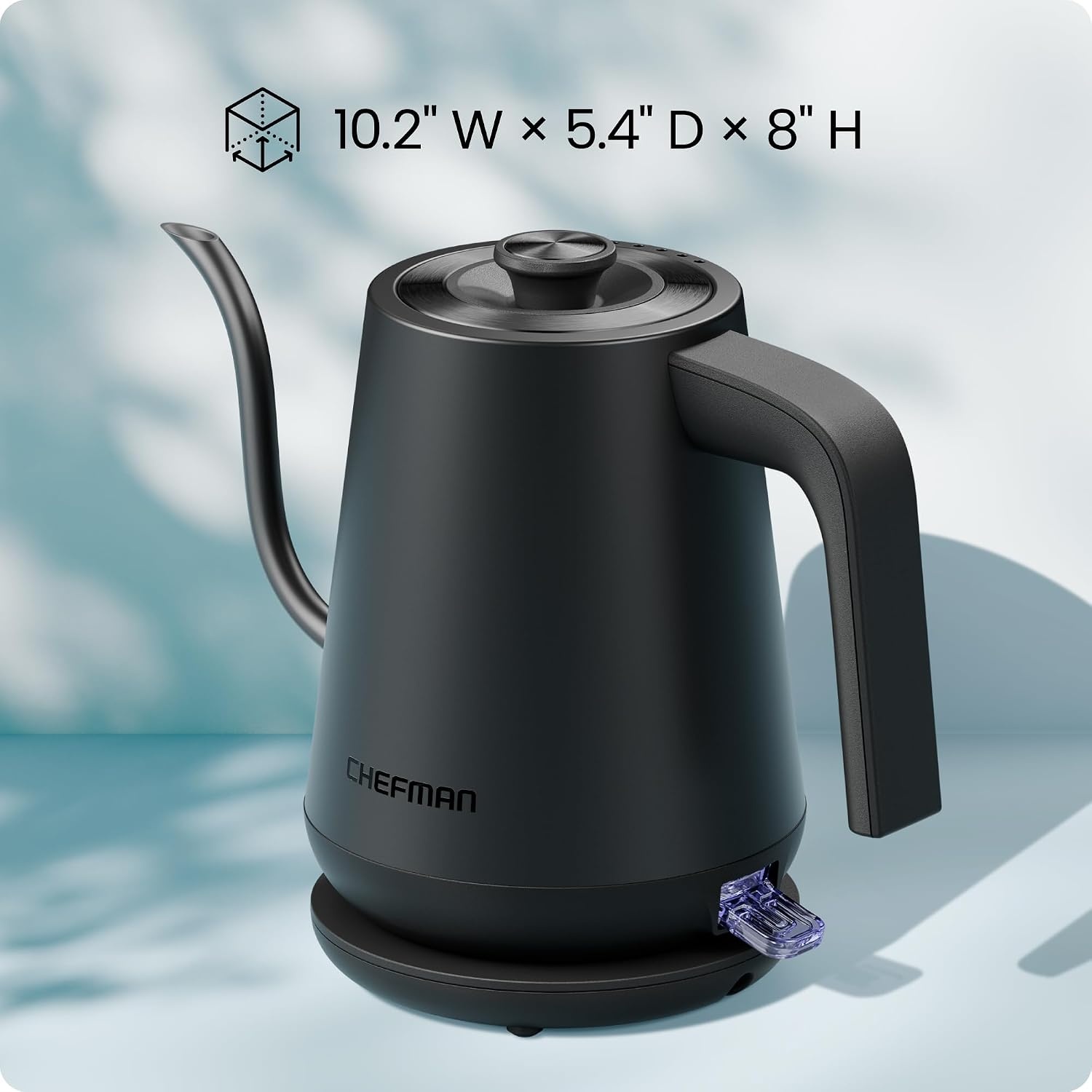 image:imageChefman Gooseneck Electric Kettle 08L Pour Over Black OneTouch Operation BoilDry Protection Auto ShutOff UltraFast Hot Water Boiler For Coffee and TeaBlack