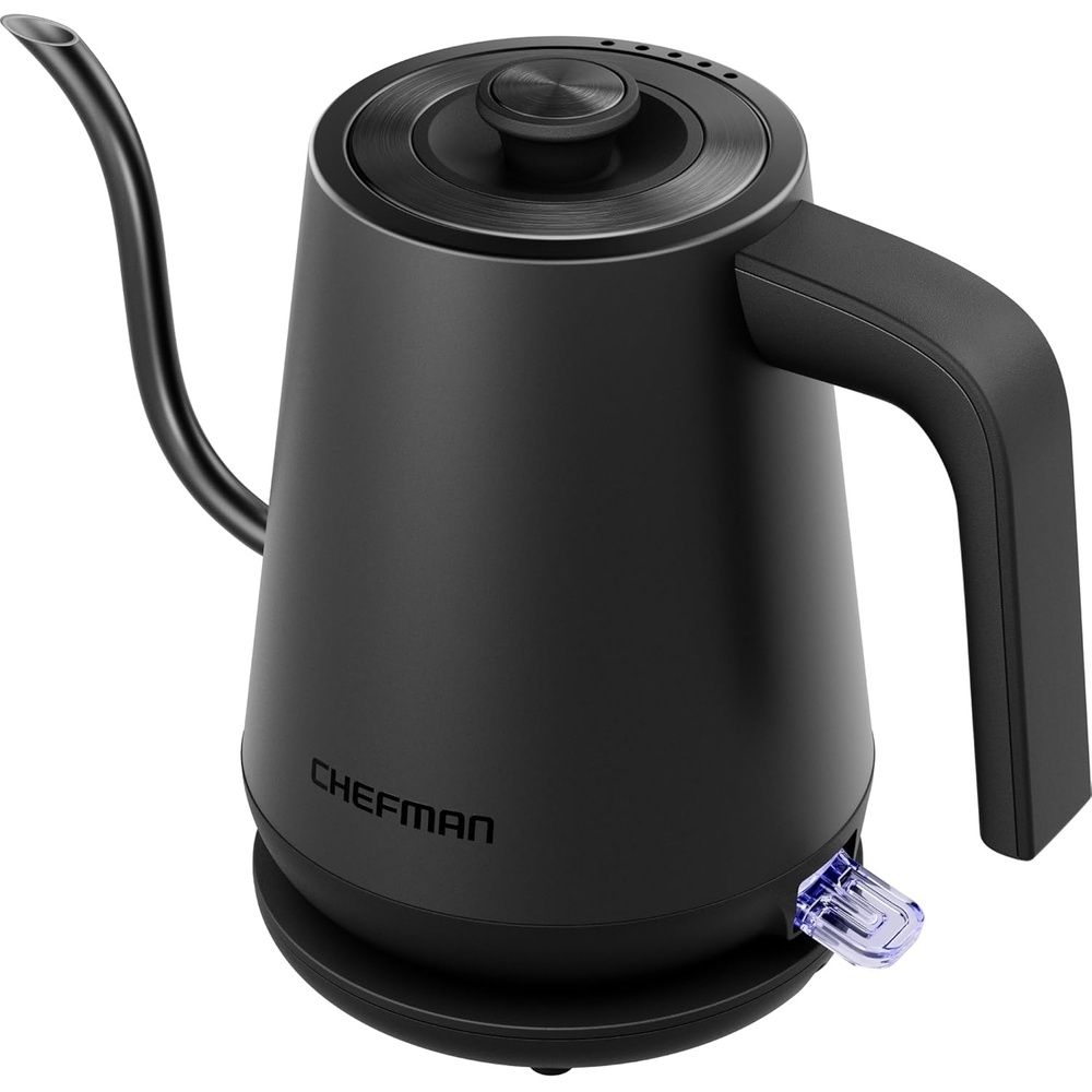 image:imageChefman Gooseneck Electric Kettle 08L Pour Over Black OneTouch Operation BoilDry Protection Auto ShutOff UltraFast Hot Water Boiler For Coffee and TeaBlack